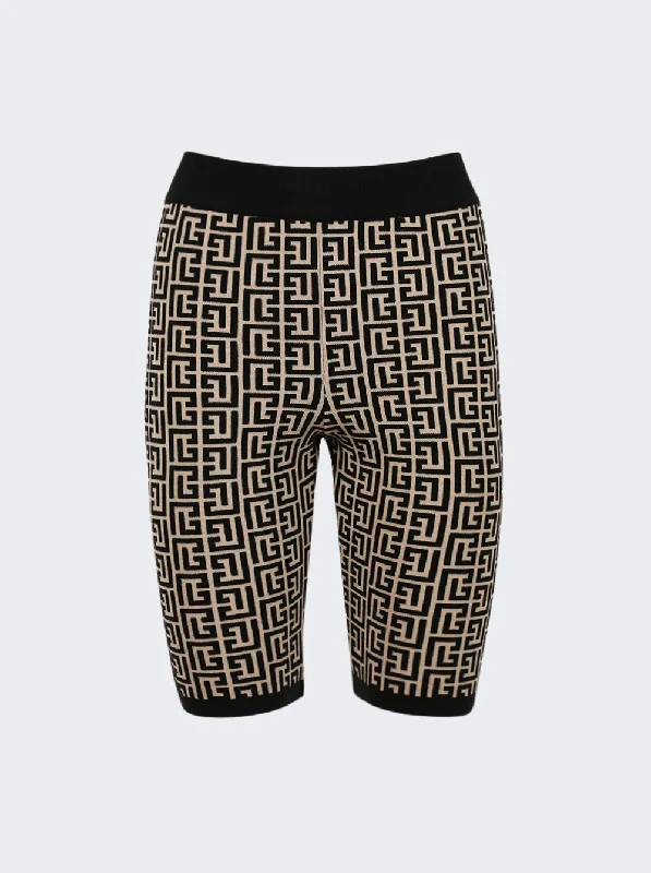 Final Sale Balmain Monogram Cyclist Shorts Black