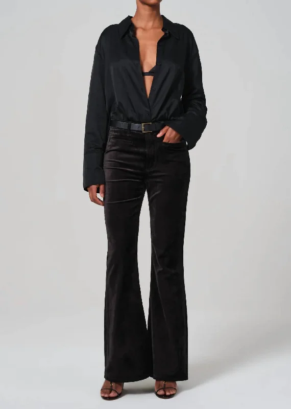 Feminine Flow Lilah Flare With Welt Pocket Velvet In Black