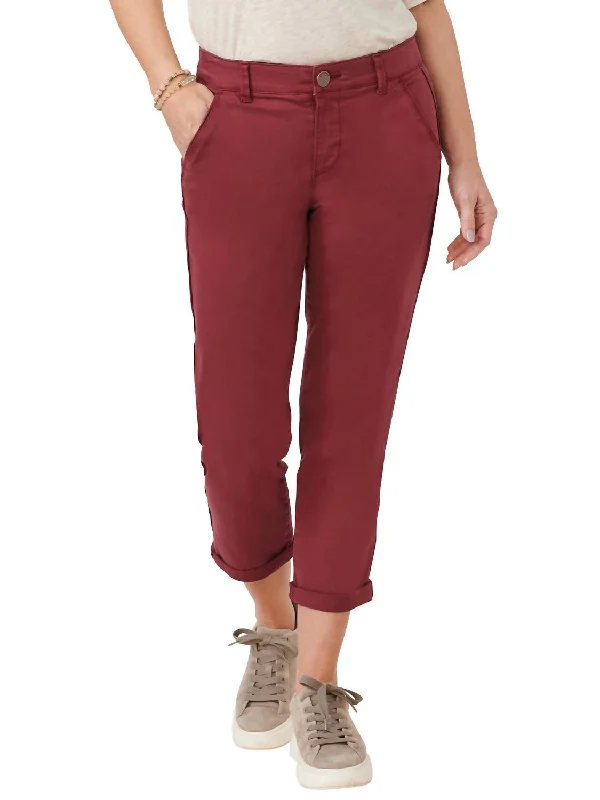 Dreamy Draping Grape Wine High Rise Trouser In Burgundy