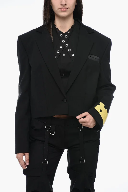 Explore What's New Off-White Seasonal Cropped Blazer With Satin Detail 36 Italian Size