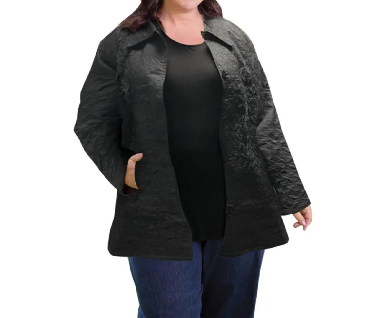 Seasonal Picks Cotton Quilted Swing Coat - Plus Size In Black