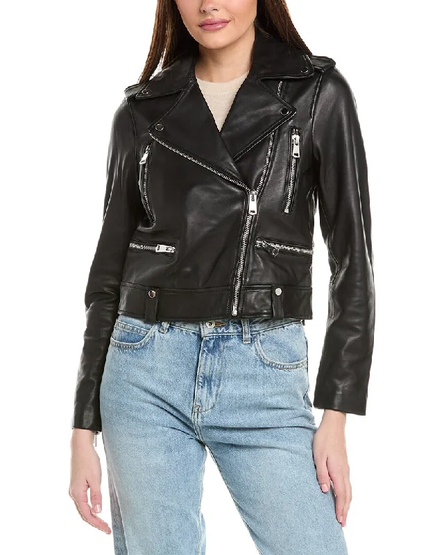 Seasonal Style Discounts Reiss Santiago Leather Biker Jacket