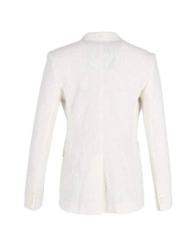 Athleisure Wear Special Offer Max Mara Ritmo Double-Breasted Blazer in White Cotton