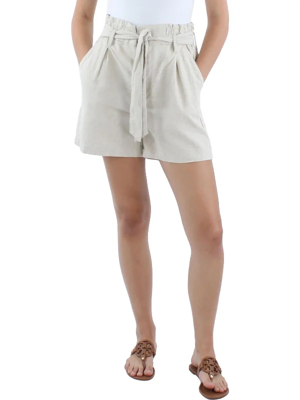 Clearance Event Womens Linen Blend High-Rise Casual Shorts