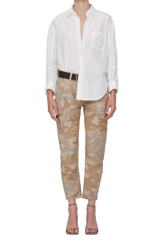 High End Women's Wear Leah Cargo Pants In Taupe Camo