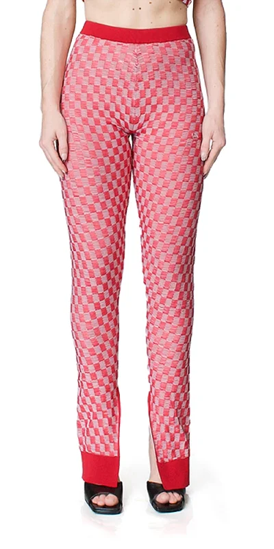 Exclusive Sale Jacquard Check Pants In Red/white