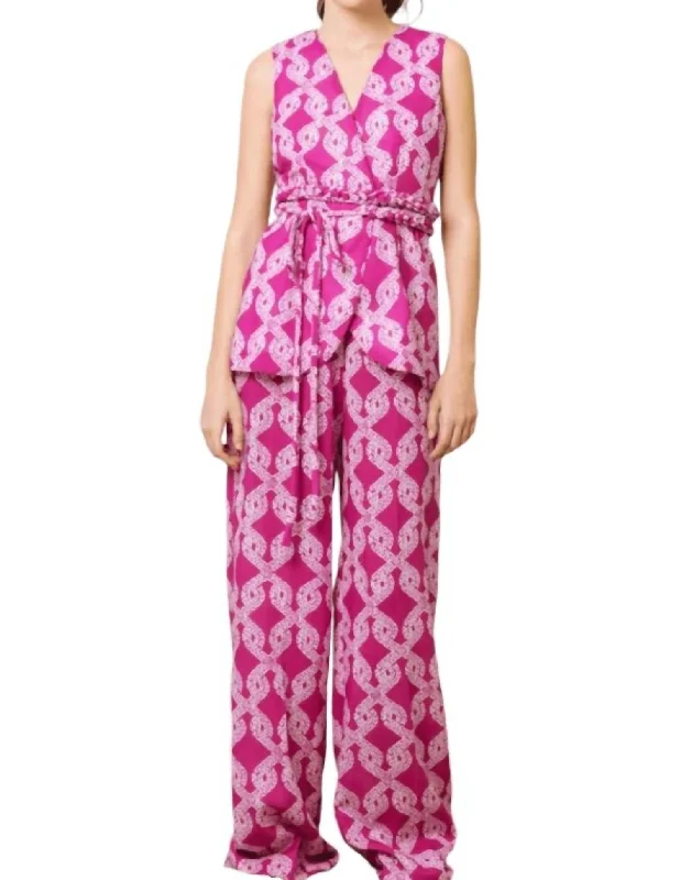 Fashion Forward Femme Palazzo Pants In Knots Magenta