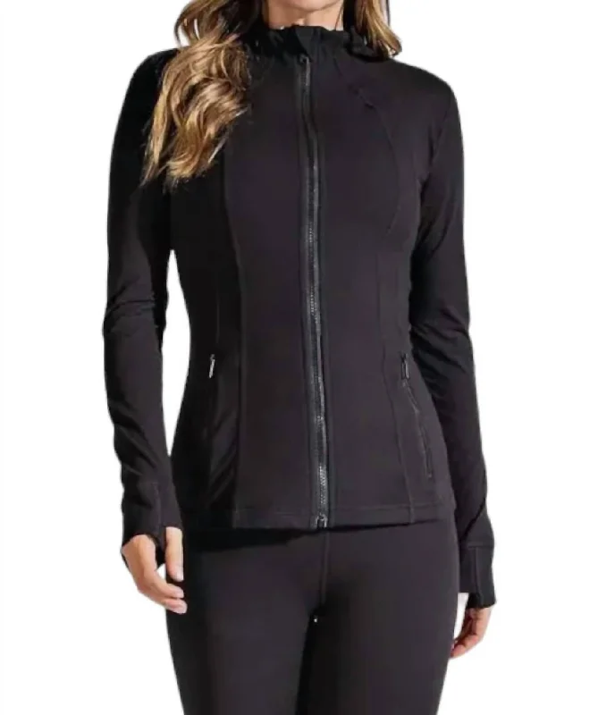 Your Timeless Wardrobe Awaits Athleisure Zipper Jacket In Black