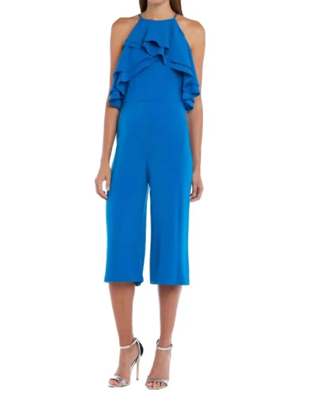 Fashion Forward Culotte Jumpsuit In Blue