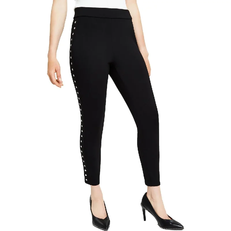 Summer Essentials Petites Womens Studded Pull On Cropped Pants