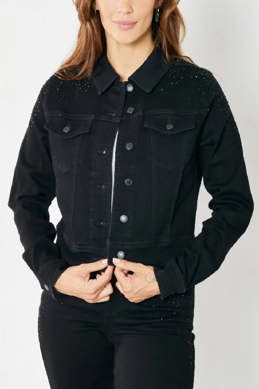 Redefining Women's Fashion Rhinestone Jacket In Black