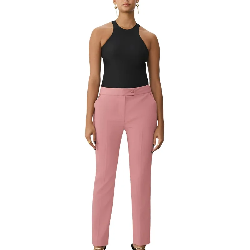 Seasonal Picks Satin Tuxedo Pants In Soft Pink