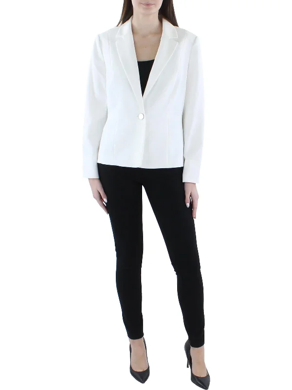 Seasonal Style Discounts Petites Womens Woven Long Sleeves One-Button Blazer