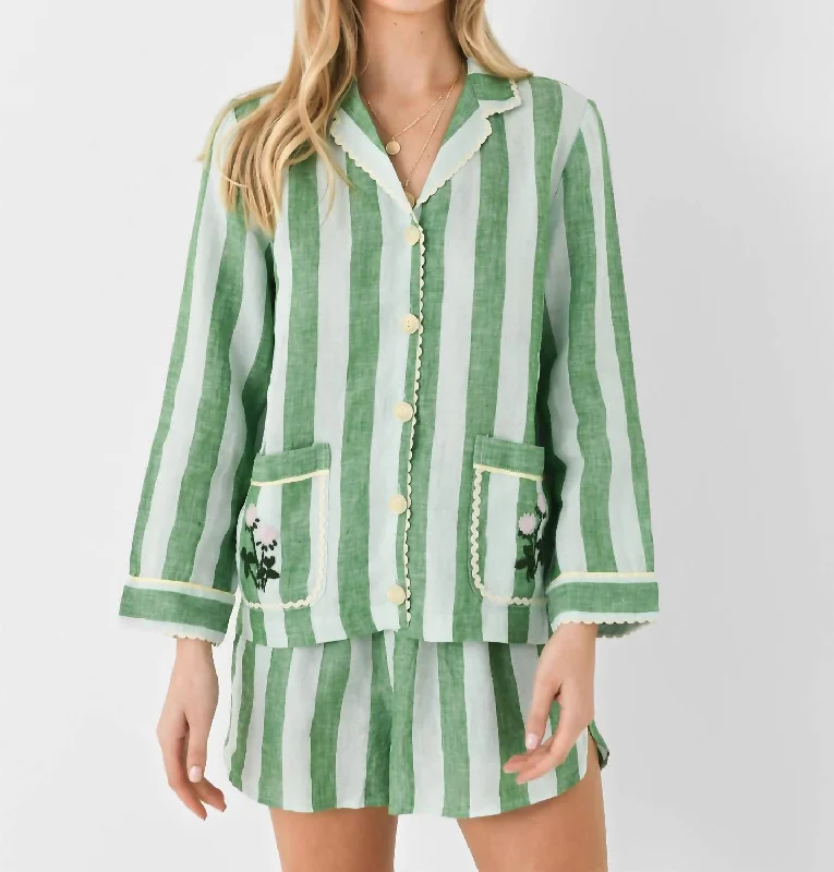 Mega Sales Dylan Shirt Jacket In Aloe Stripe