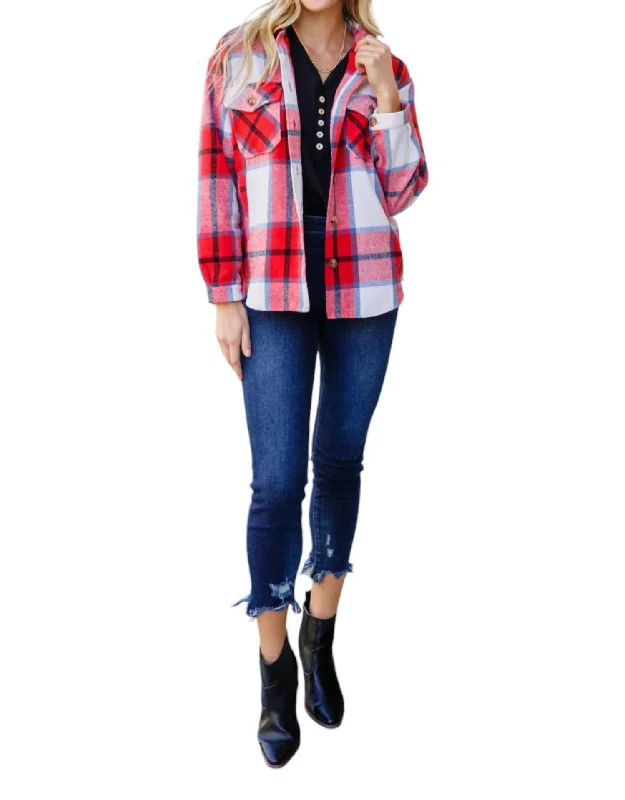 Gorgeous Glamour Collection A Good Thing Going Plaid Shacket In Red