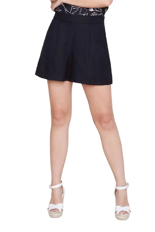 The Latest Fashion Trends Linen Short In Black