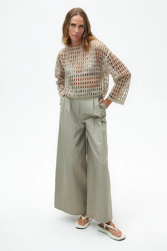 Vintage Retro Party Wear Pleated Wide Leg Pants