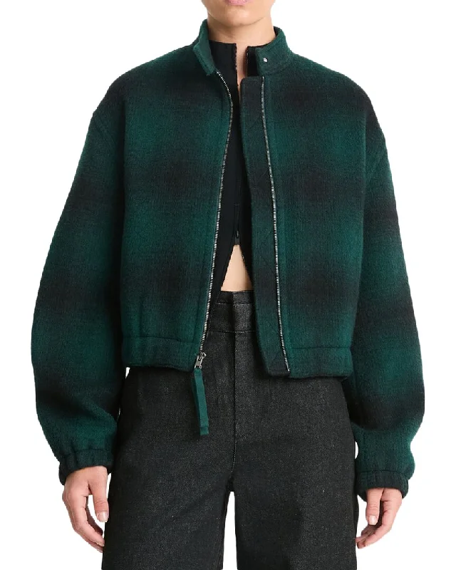 Attire Sale Vince Shadow Plaid Wool-Blend Bomber Jacket