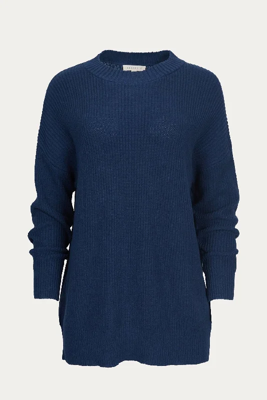 Save On Inspired Styles Ribbed-Knit Cotton Sweater In Navy