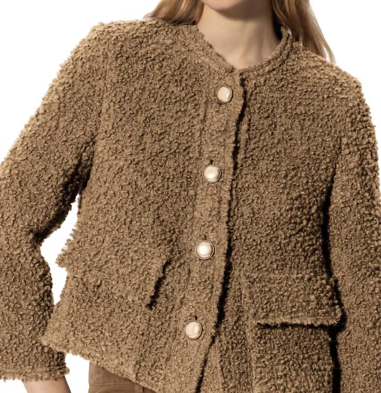 Signature Style Essentials Boucle Wool Jacket In Miso