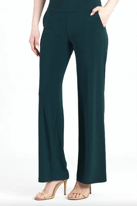 Best Seller Women's Knit Straight Pant W/ Pockets In Hunter Green