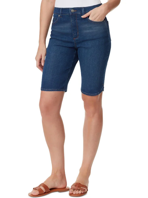 Sustainable Fashion Extravaganza Womens Knee-Length Dark Wash Bermuda Shorts