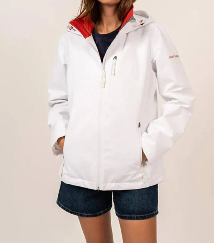 Chic & Cozy Collection Ste Donna Rainjacket In White/orange