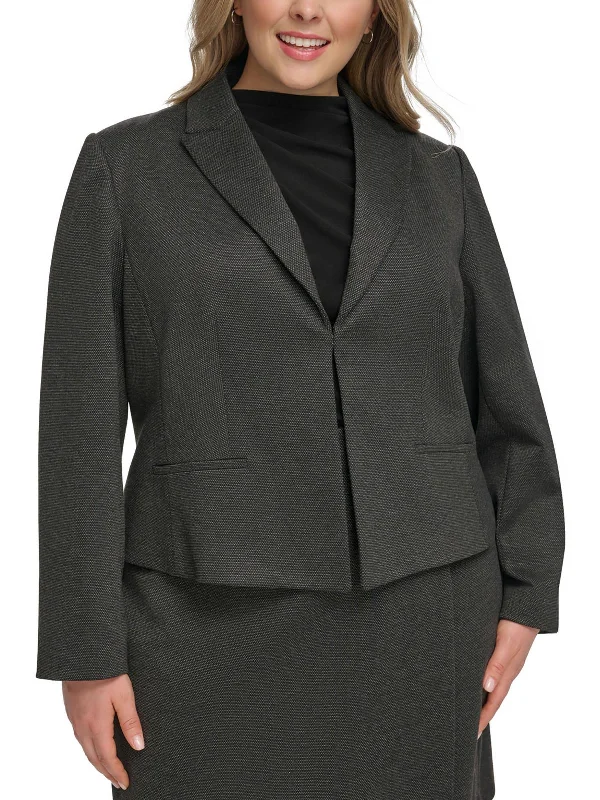 Winter Warm - Up Sale Plus Womens Cropped Business Open-Front Blazer