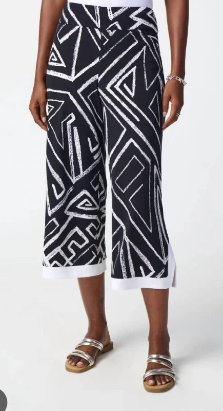 Comfort Centric Apparel Print Pants In Midnight Blue Vanilla