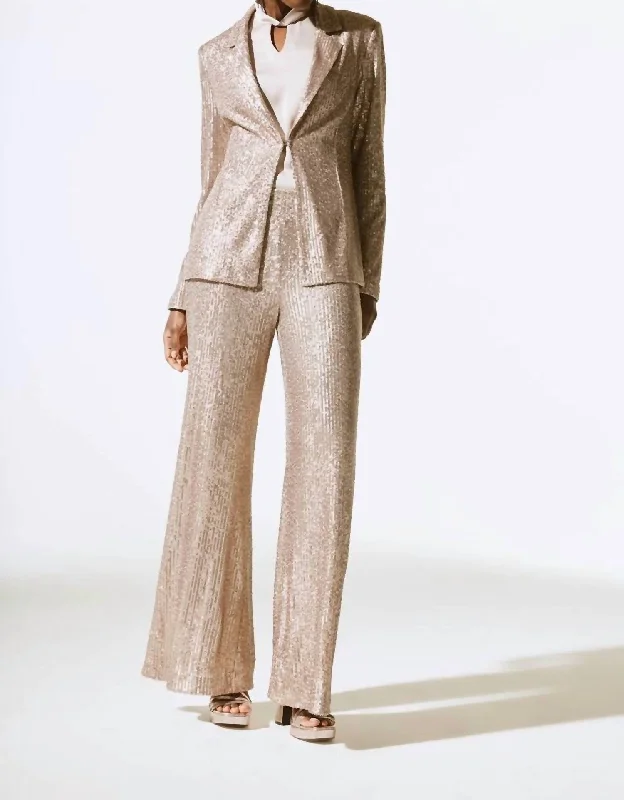 Ethnic Cultural Event Wear Sequined Pants In Matte Gold