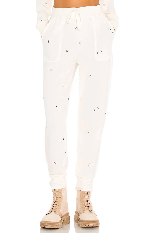 Trend Driven Wardrobe Snowland Embroidered Jogger In Ivory