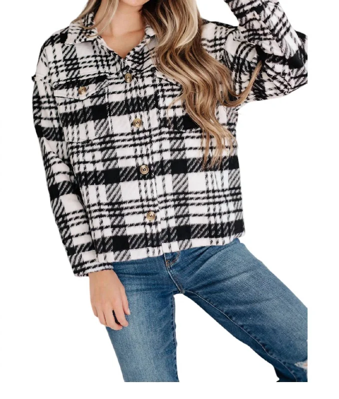 Stylish Statements Kate Plaid Jacket In Black & White