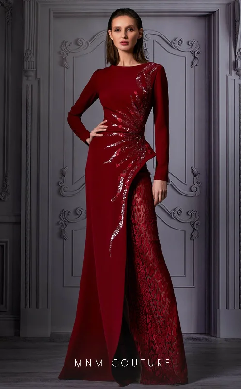 Summer Fashion MNM Couture K3850 Sequin Formal Long Sleeve Evening Dress