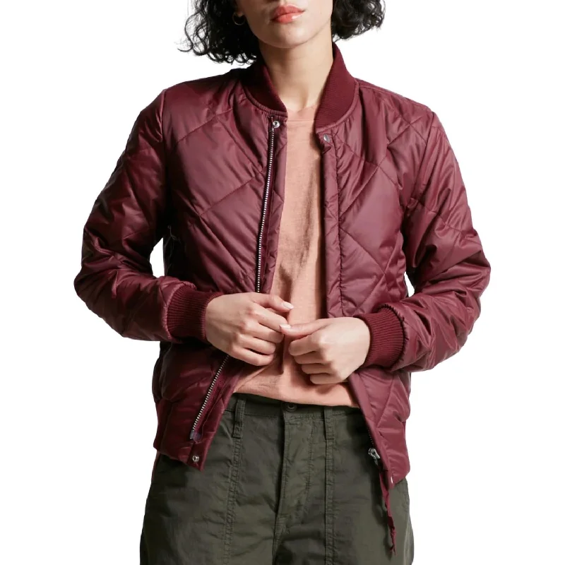 Trendsetter's Closet Neil Bomber Jacket In Burgundy