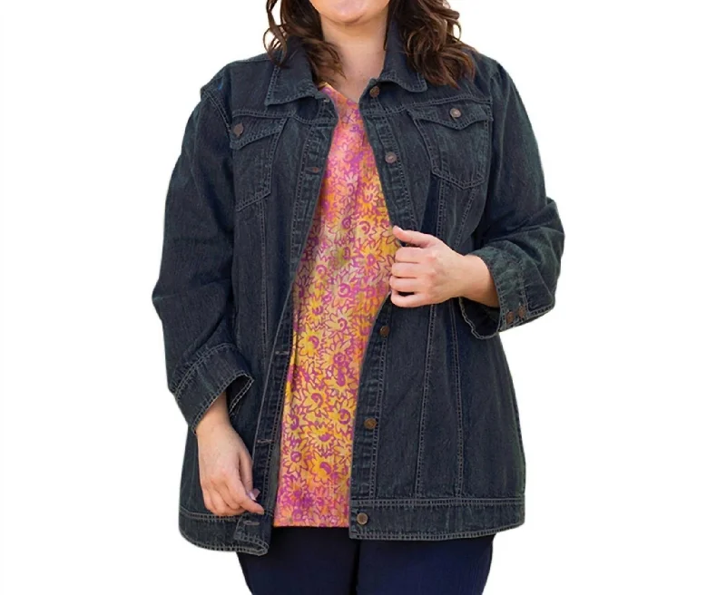 Summer Deals Premium Long Sleeve Rydel Denim Jacket - Plus Size In Dark Wash Denim