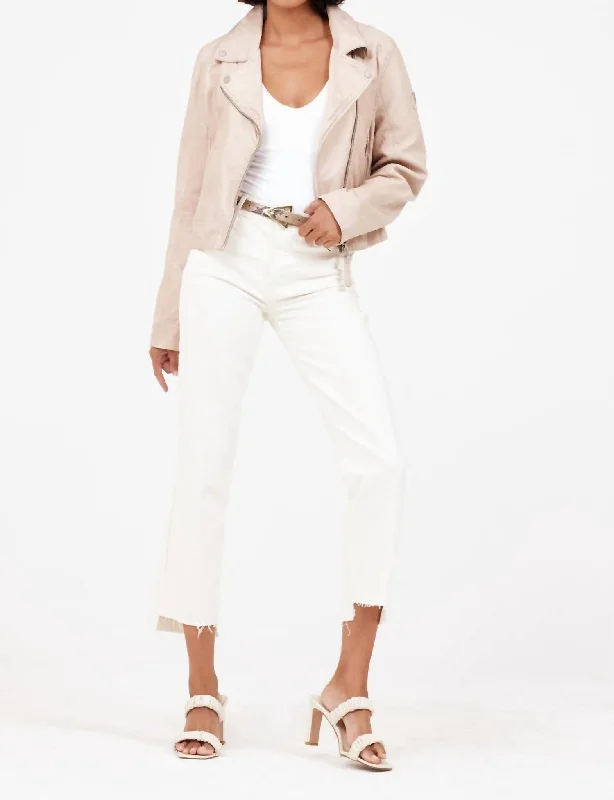 Comfort Meets Fashion Julene Leather Jacket In Beige