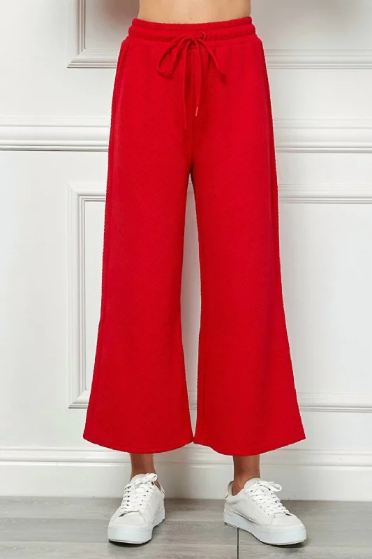 Charming Silhouette Textured Cropped Wide Pant