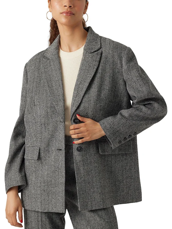 Shop Sale Items Lizzie Womens Herringbone Oversized Two-Button Blazer