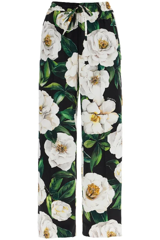 Latest Trends Dolce & Gabbana Women's  Silk Pants With Floral Pattern