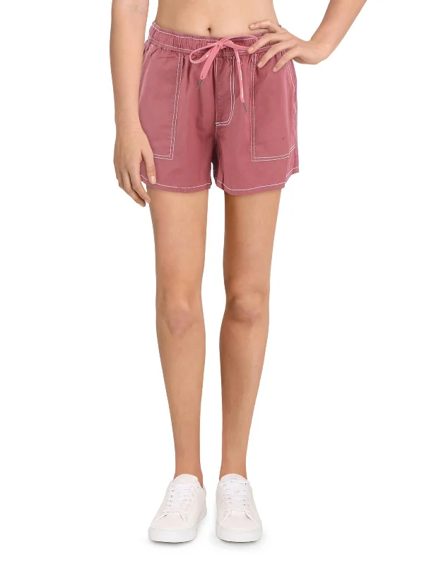 Explore What's New Juniors Womens Cotton Contrast Stitch Casual Shorts