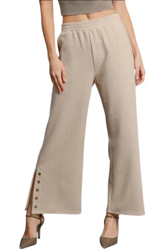 Limited Stock Ribbed Knit Wide Leg Pants In Mocha