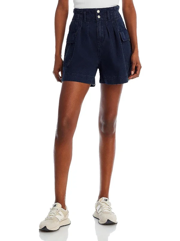 Travel Essentials Womens Cotton Blend Utility High-Waist Shorts