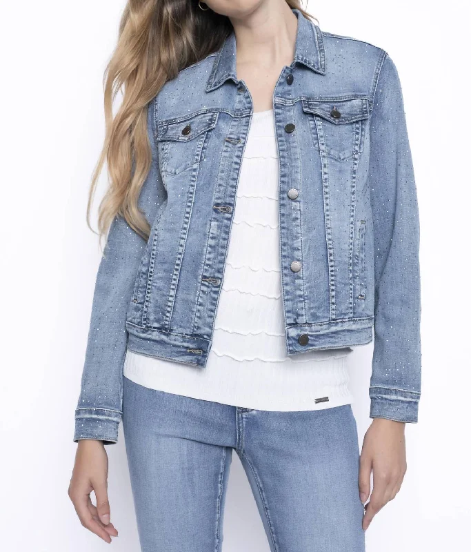 Effortless Everyday Wear Bling Jacket In Light Denim