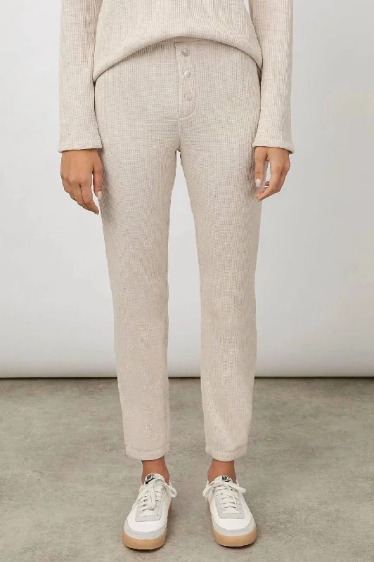 Trendy Street Style Attire Molly Waffle Pants In Heather Oatmeal