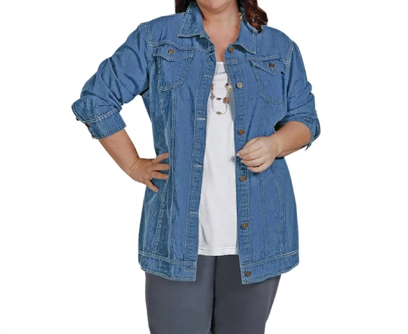 Discover Now Premium Long Sleeve Rydel Denim Jacket - Plus Size In Light Wash Denim