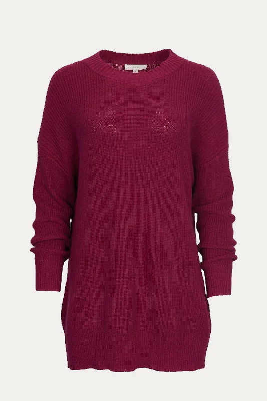 Wardrobe Update Ribbed-Knit Cotton Sweater In Plum