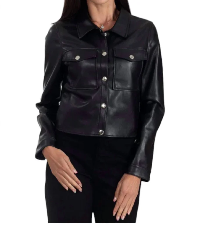 Stupidly Low Prices Women's Synthetic Leather Jacket In Black