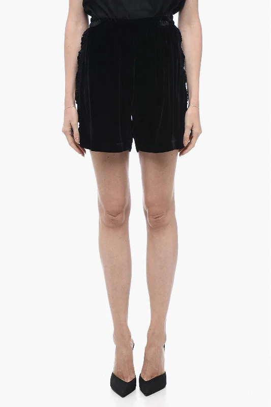 Trend Alert Matimì Velvet Short with Decorative Embroidery