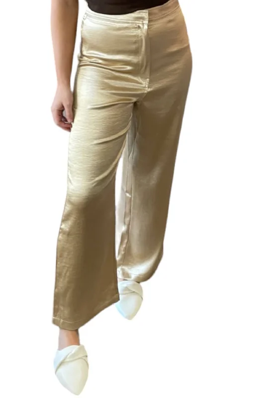 Premium Style Satin Pants In Champagne