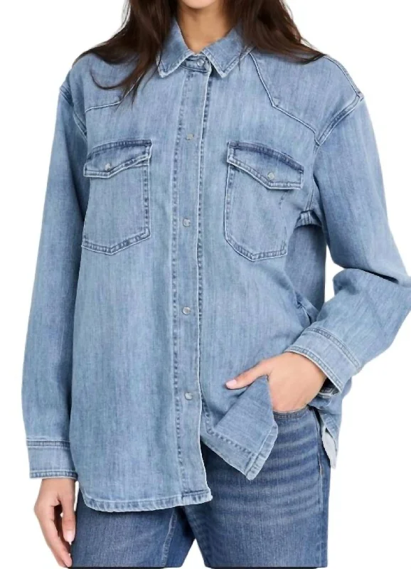 Chic And Trendy Mimi Overshirt In Salt Blue